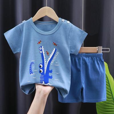 China Summer Washable Boys Clothing Kids Short Sleeve T-shirts and Shorts Cartoon Print Tops Kid Clothing Sets Wholesale for sale