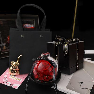 China Europe China Hot Sales Acrylic Manufacturer Preserved Flower Rose Wedding Gift Ring Jewelry Box Bracelet Necklace Box for sale