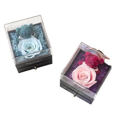 China Europe Amazon Success Mothers Day Anniversary Wedding Gift Dried Forever Enchanted Preserved Flower Eternal Rose In Acrylic Box for sale