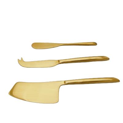 China Sustainable Matt Gold Cheese Tools Butter Spreader Cheese Knife Set for sale