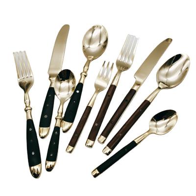 China Sustainable German Hampton Stainless Steel Hand Forged Copper Flatware Cutlery With Black Bakelite Handle for sale