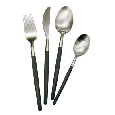 China Durable Plastic Resin POM ABS Handle Flatware Spoon Stainless Steel Copper Forged Cutlery Set for sale