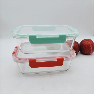 China Freshness Preservation 600ml Rectangle Glass Food Storage Container Lunch Box Take Away Food Containers for sale