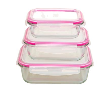 China Microwave Oven And Lunch Box Heatable Safe Airtight Glass Food Storage Container With Lid for sale