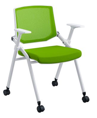 China Hot Foldable Furniture Office Mesh Folding Chair With Wheels Office Conference Meeting Training Chair for sale