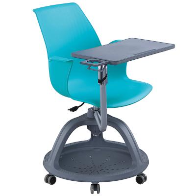 China Foldable notebook classroom chair with a flat knot chair with a large storage basket under a chair with a writing board for sale