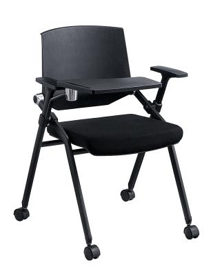 China Strong High Quality Foldable Black School Chair School Furniture Classroom Study Students Training Chair With Writing Tablet for sale