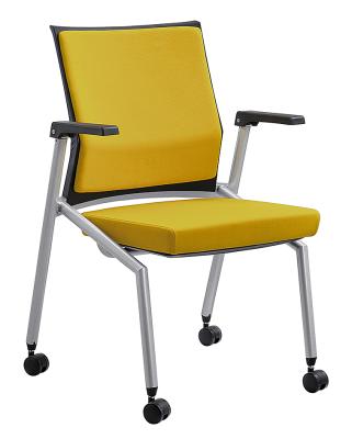 China Modern Simplicity Full Fabric Cushion Chair With Wheels Modern Minimalist Student Chair Foldable School Staff Chair for sale