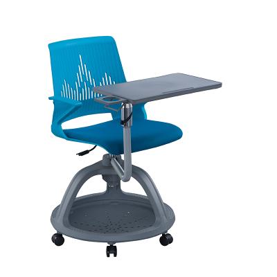 China (Height) Wheel Adjustable Rolling Training School Chairs Classroom Chair With Notepad Tablet for sale