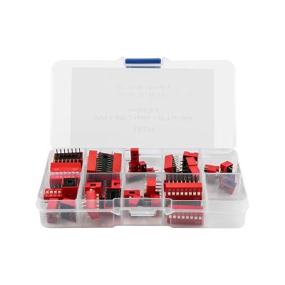 China / RoboWiz 45PCS DIP 2.54MM Dial 1-9P Flat Switch Kit With 9 Different Types of Pins for sale