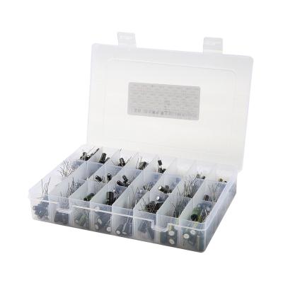 China RoboWiz 24Value 500Pcs Kit Radial Lead Type Range 0.1uF-1000uF Resistor-Capacitance Aluminum Electrolytic Capacitor With Assortment Box Kit for sale