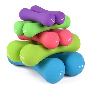 China Custom High Quality Home Fitness Equipment Body Buiding Gym Weight Neoprene Bone Non-Slip Colorful Dumbbell Set for sale