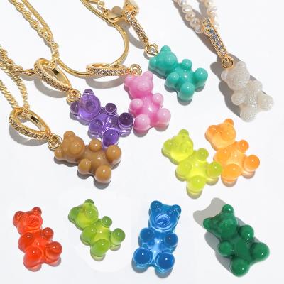 China Cute Gummy Bear Charm For Necklace Colorful Bear Pendant Necklace Accessories for sale