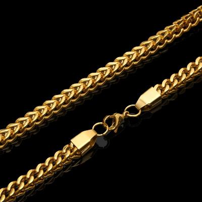 China Franco Fashionable Custom Real Chain 18k Gold Plated Stainless Steel Wholesale 14K Gold Mens Chain Necklace for sale