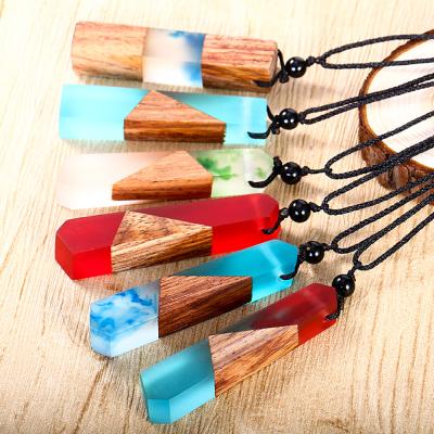 China Handmade Magic Wooden Resin Fashion Landscape Necklace Resin Wooden Pendant Necklace for sale