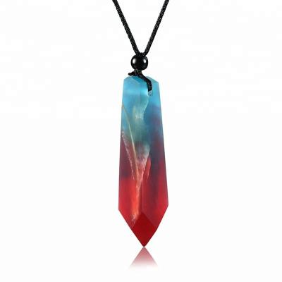 China No Colorful Elegant Wooden Resin Charm Necklace Arrow Shape Pendant Necklace For Best Gift for sale