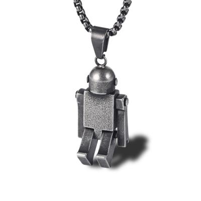 China Personalized Hiphop Fashion Hip Hop Jewelry Stainless Steel Robot Pendant Necklace for sale