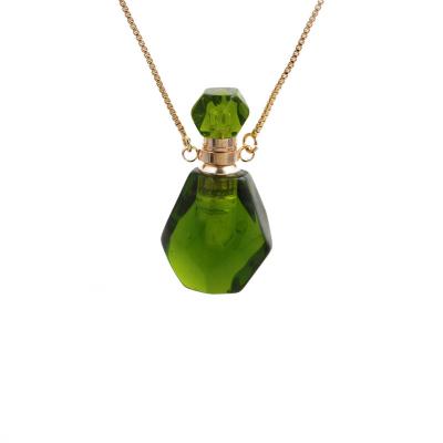 China TRENDY Crystal Perfume Bottle Stone Pendant Necklace Essential Oil Diffuser Necklace for sale