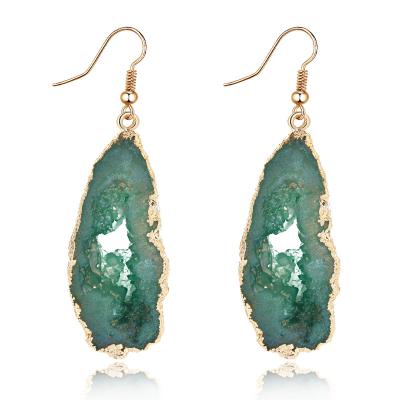 China Trendy Fashion Jewelry Big Long Dangle Druzy Crystal Women Big Drop Geode Statement Earrings for sale