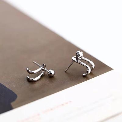 China Single Fashion Double Hoop Earrings Wire Hook Stainless Steel Back Earrings for sale