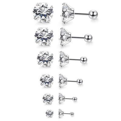 China Trendy Unisex Stud Earring Stainless Steel Men Women Barbell Boy Fashion Jewelry Men Piercing Earring Set for sale