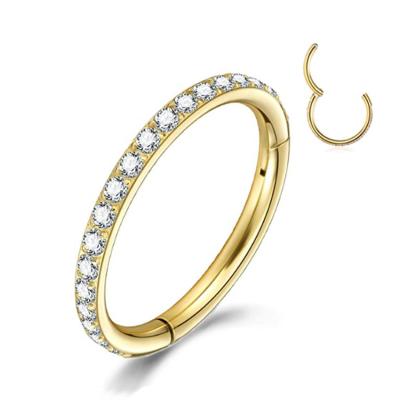 China Environmentally Friendly Dangling Plated Zircon Women Earrings Yellow Gold Hoops Stainless Steel Hinged Black Nose Rings Nose Rings Circle for sale