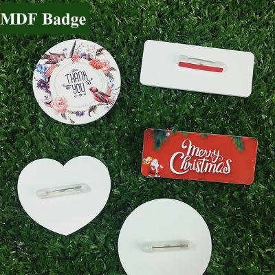 China Wholesale Custom Decotation MDF Sublimation Printing Name Pin Badges Blank Salesperson Waiter ID for sale