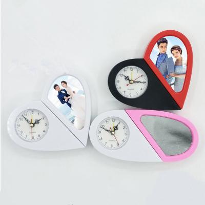 China Non-toxic 360 degree multi-functional rotation 3 in 1 sublimation clock/mirror/photo frame as home decoration for sale