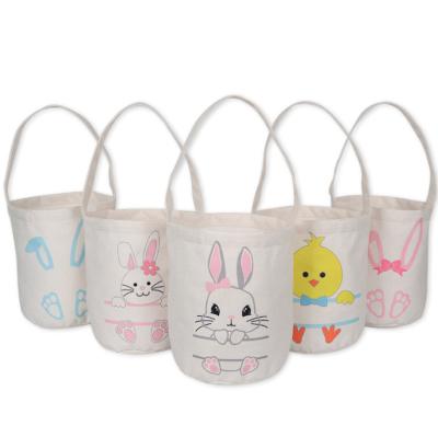 China Popular Durable Bunny Basket Easter Treat Bag Candy Gift Sublimation Easter Basket Personalized Bucket Bag for sale