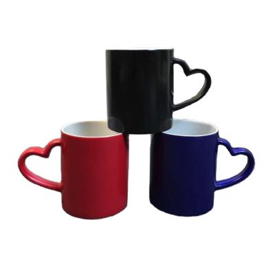 China Hot Selling Viable GX06 Color Coated Glaze Changing Mug 11 Ounce Ceramic Custom Color Changing Mug Sublimation for sale