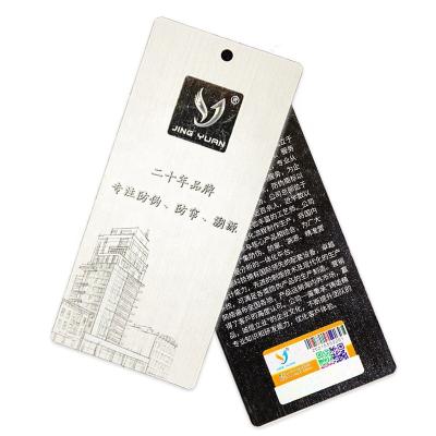 China Black Clothing Paper Hot Stamping Hanging Jeans Hand Tag Designs For Clothes for sale