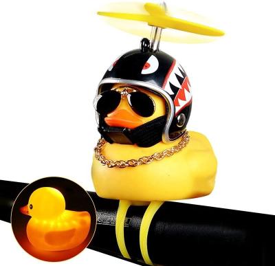 China UMEDO Duck Toy Car Ornaments Yellow Duck Car Dashboard Rubber Decorations Clamp Duck Bicycle Horns With Thruster Helmet for sale