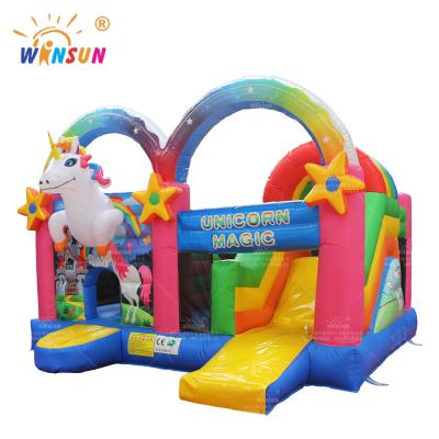 China PVC 5x5m Unicorn Inflatable Jumping Castles jump house inflatable bouncer unicorn combo wholesale for sale