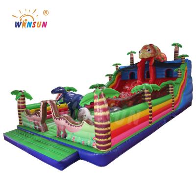 China Vinyl Winsun WSL-103 Inflatable Trampoline Bounce For Kids Inflatable Fun City With Chameleon Dinosaur for sale