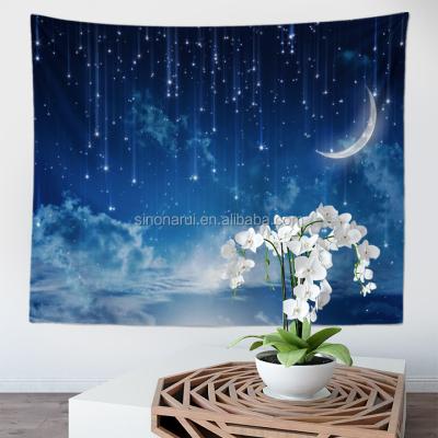 China Plain Night Sky Digital Printing 250g Customized 100% Polyester 130x150cm Wall Tapestry For Home Decoration for sale