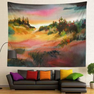 China New Simple Design Printing Home Decor Abstract Impressionism 100% Polyester Wall Hanging Living Room Tapestry for sale