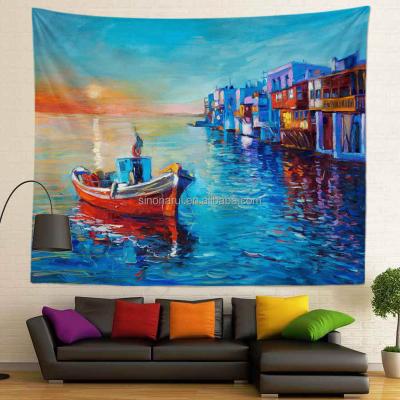 China Simple Wholesale High Quality 100% Custom Abstract Tapestry Impressionism Polyester Tapestry Wall Hanging for sale