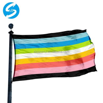 China Health Care Institutes Wholesale 3x5 ft 100D Polyester Custom Printed Pride Parade Colorful Stripe Banner LGBT Gay Lesbian Rainbow Flag For Decoration Customizable for sale