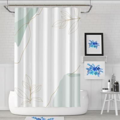 China Sustainable Design High Quality Waterproof Polyester Fabric Digital Printed Shower Curtain for sale