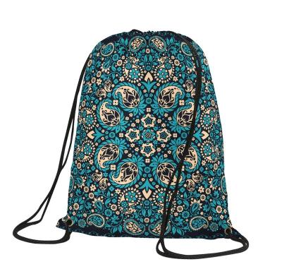 China Drawstring backpack 3D Print Rainbow Bohemia Backpack Shopping Eco-friendly Mandala Printed Drawstring Bag customizable for sale