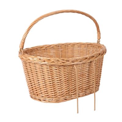 China New-fashion new design removeable handle storage basket eco-friendly woven wicker rattan bicycle basket for dog for sale