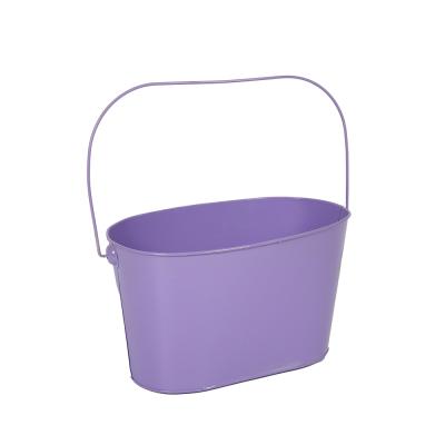 China Garden Decoration Modern Galvanized Metal Buckets For Flowers Metal Bucket Painting Balcony Hanging Flower Pot for sale