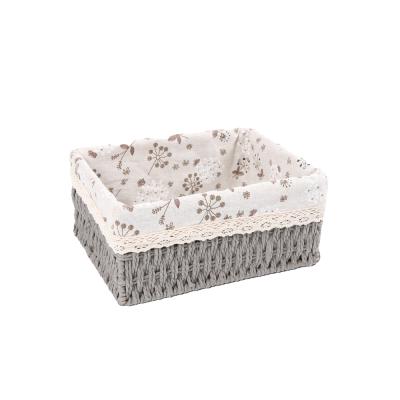 China Decorative Home Decorative Bins Storage Baskets Sustainable Natural Handmade Rope Basket Woven Paper Basket String Paper Woven Basket With Liner for sale