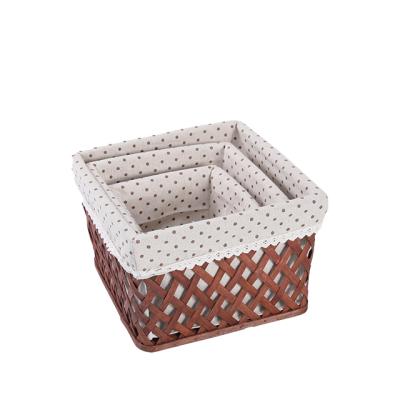 China Sustainable Red Poplar Fabric Cotton Polyester Household Plant Bamboo Laundry Basket Storage Basket With Liner for sale