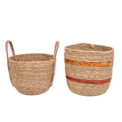 China Viable Natural Sea Straw Basket Woven Basket Household Storage Round Rush Grass Storage Basket For Home for sale