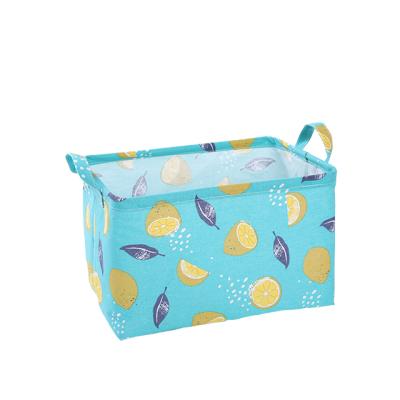 China High Quality Viable Waterproof Blue Inside Foldable Household Storage Basket Canvas Cube Fabric Storage Basket Polyester Storage Basket for sale