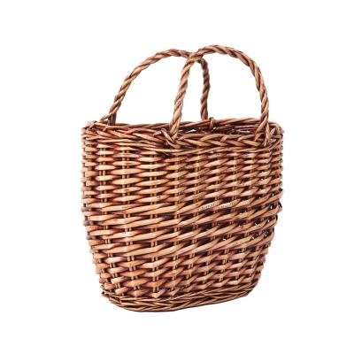 China New Product Handicraft Sustainable Products Wicker Basket Kitchen Storage Wicker Vegetable Hand Baskets With Handle for sale