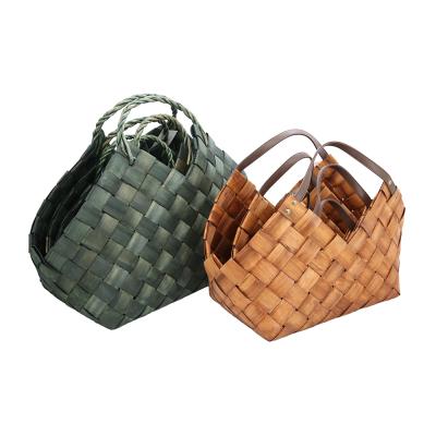 China Others Hand Basket Handle Wooden Basket With Hand Clutch Tote Wood Fashion For Ladies Saddle Woven Basket Vintage Hand Made for sale