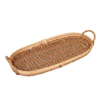 China Sustainable Bread Shaped Oval Basket Bread Baskets Handmade Woven Wicker Baskets For Bread With Handle for sale