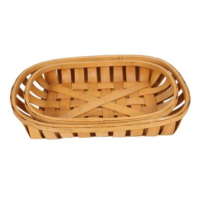 China Sustainable Hot Sale Cavity Bread Handmade Oval Bread Proofing Basket Wooden Shaped Wooden Bread Basket for sale